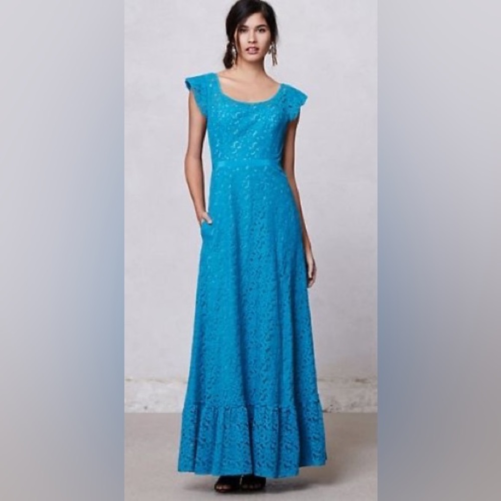 COPY - Anthropologie Lace Blue Maxi Dress